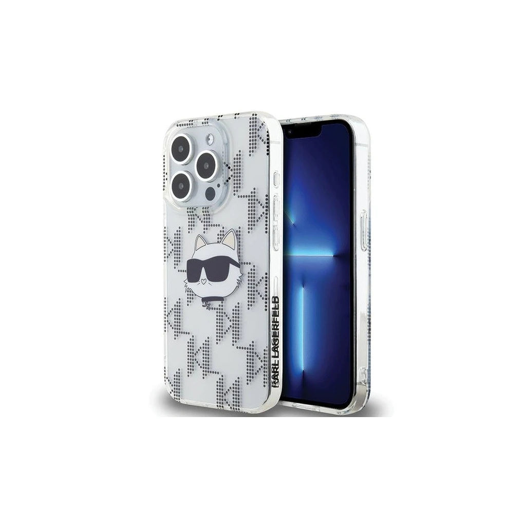 Karl Lagerfeld KLHCP15LHKLPCHT iPhone 15 Pro 6.1 készülékhez átlátszó kemény tok IML Choupette Head & Monogram -  iPhone 15 Pro tok a Domshop kínálatából