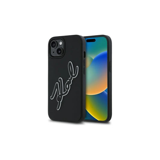 Karl Lagerfeld KLHCP15S3DRKSDLK iPhone 15 6.1 készülékhez 3D Rubber Signature tok fekete -  iPhone 15 tok a Domshop kínálatából