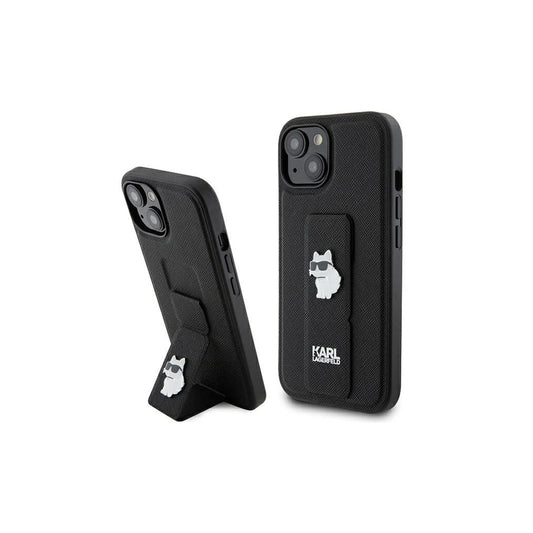 Karl Lagerfeld KLHCP15SGSACHPK iPhone 15/14/13 6.1" készülékhez kemény tok Gripstand Saffiano Chou fekete -  iPhone 13/14/15 tok a Domshop kínálatából