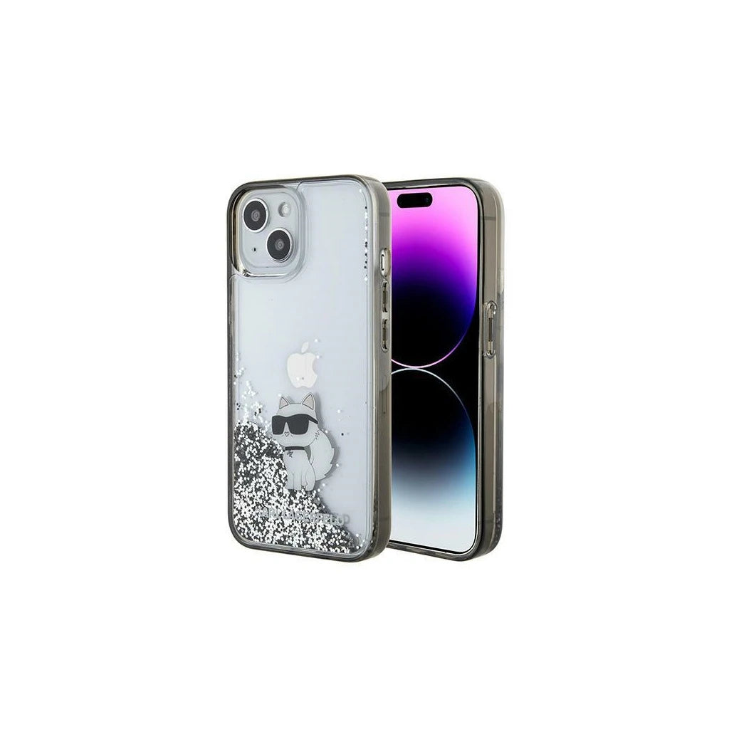 Karl Lagerfeld KLHCP15SLKCNSK iPhone 15/14/13 6.1 készülékhez kemény tok Liquid Glitter Choupette átlátszó -  iPhone 13/14/15 tok a Domshop kínálatából