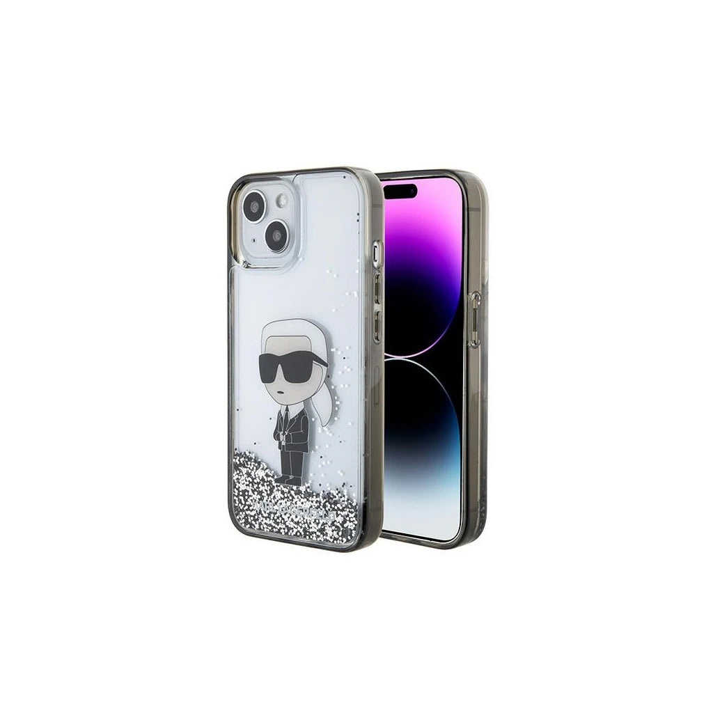 Karl Lagerfeld KLHCP15SLKKNSK iPhone 15/14/13 6.1 készülékhez Liquid Glitter Ikonik tok átlátszó -  iPhone 13/14/15 tok a Domshop kínálatából
