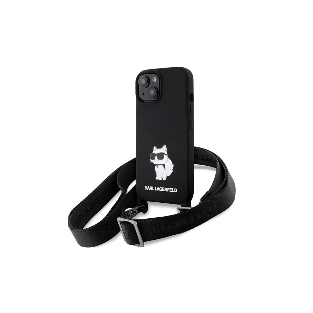 Karl Lagerfeld KLHCP15SSCBSCNK iPhone 15/14/13 6.1" készülékhez kemény tok Crossbody Silicone Chou fekete -  iPhone 13/14/15 tok a Domshop kínálatából