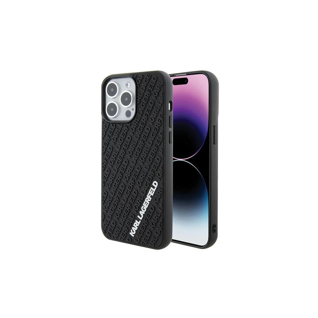Karl Lagerfeld KLHCP15X3DMKRLK iPhone 15 Pro Max 6,7 hüvelykes készülékhez 3D Rubber Multi Logo merev tok fekete -  iPhone 15 Pro Max tok a Domshop kínálatából