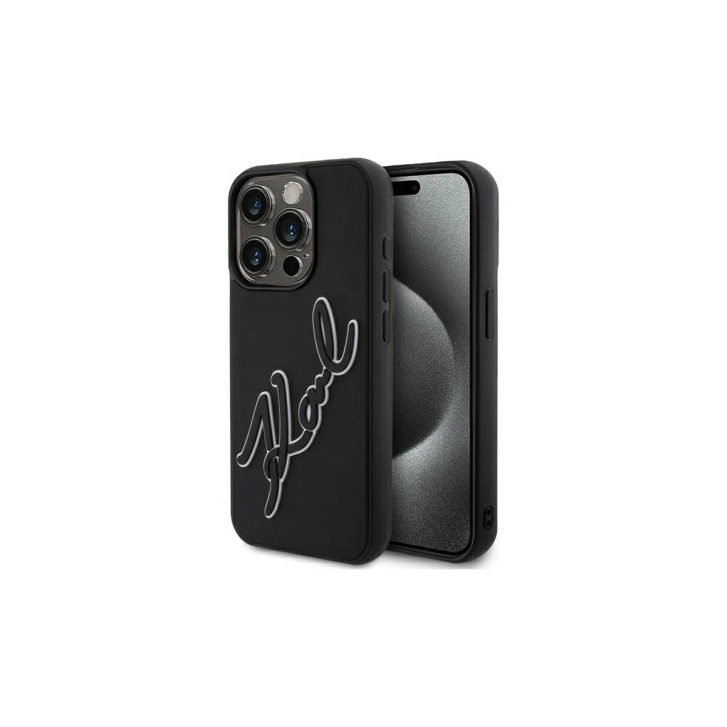 Karl Lagerfeld KLHCP15X3DRKSDLK iPhone 15 Pro Max 6.7” készülékhez kemény tok 3D Rubber Signature fekete -  iPhone 15 Pro Max tok a Domshop kínálatából