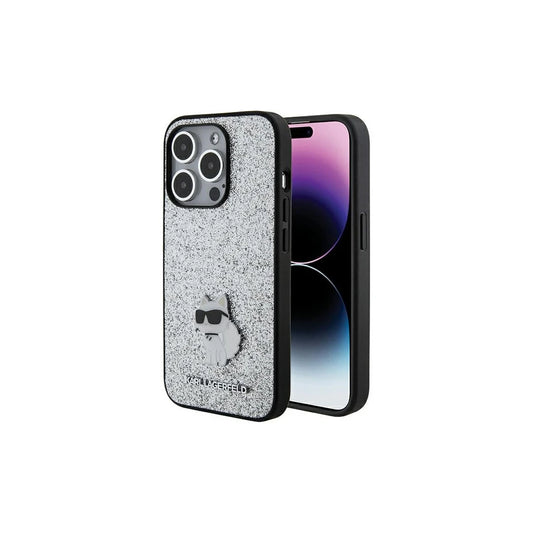 Karl Lagerfeld KLHCP15XGCNPSG iPhone 15 Pro Max 6.7" készülékhez kemény tok Fixed Glitter Choupette ezüst -  iPhone 15 Pro Max tok a Domshop kínálatából