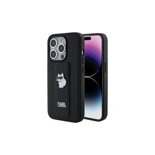 Karl Lagerfeld KLHCP15XGSACHPK iPhone 15 Pro Max készülékhez 6.7" kemény tok Gripstand Saffiano Choupe fekete -  iPhone 15 Pro Max tok a Domshop kínálatából