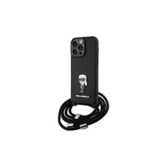 Karl Lagerfeld KLHCP15XSASKNPSK iPhone 15 Pro Max 6.7" készülékhez kemény tok Crossbody Saffiano Monog fekete -  iPhone 15 Pro Max tok a Domshop kínálatából