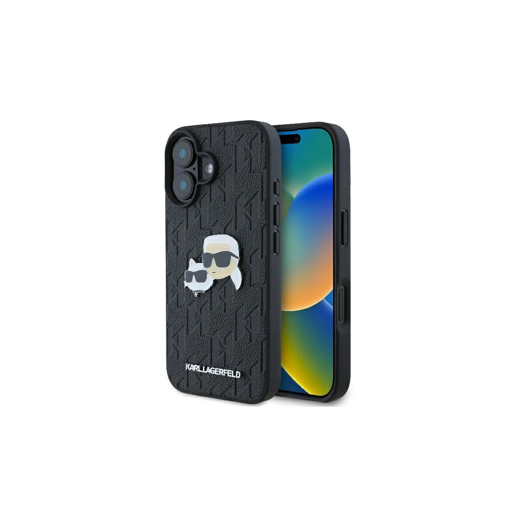 Karl Lagerfeld KLHCP16SPGKLKCPK iPhone 16 6.1" készülékhez kemény tok Monogram Karl&Chaoupette Head Pi fekete -  iPhone 16 Plus tok a Domshop kínálatából