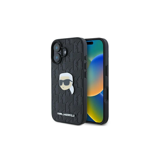 Karl Lagerfeld KLHCP16SPGKLKIPK iPhone 16 6.1" készülékhez kemény tok Monogram Karl Head Pin fekete -  iPhone 16 tok a Domshop kínálatából
