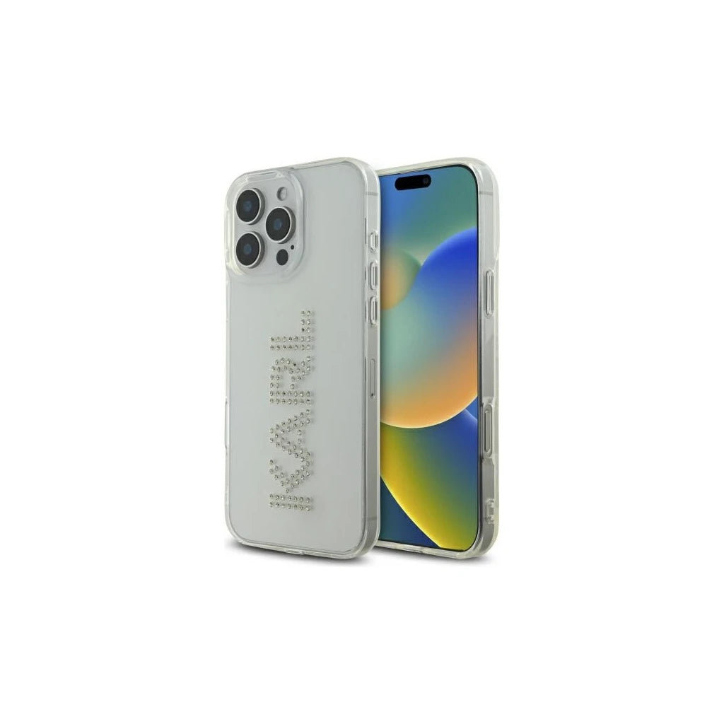 Karl Lagerfeld KLHCP16XHKLSTDCT iPhone 16 Pro Max 6.9" készülékhez kemény tok IML Rhinestones Logo átlátszó -  iPhone 16 Pro Max tok a Domshop kínálatából