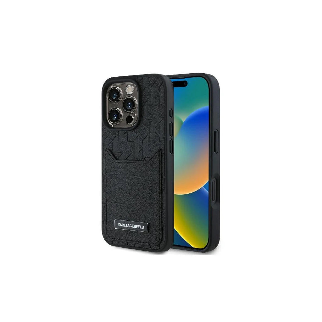 Karl Lagerfeld KLHCP16XPGKHPRPK iPhone 16 Pro Max 6.9" készülékhez kemény tok Cardslots Monogram fekete -  iPhone 16 Pro Max tok a Domshop kínálatából
