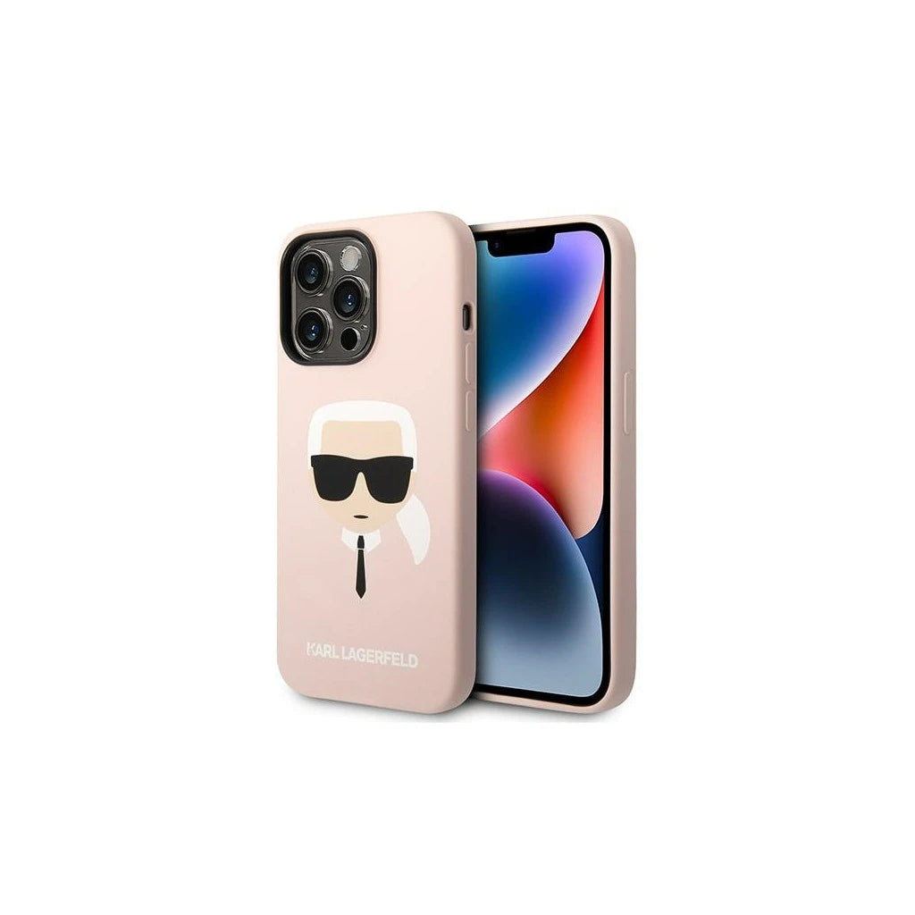 Karl Lagerfeld KLHMP14LSLKHLP iPhone 14 Pro 6,1 készülékhez szilikon kemény tok, Karl`s Head, világos rózsaszín -  iPhone 14 Pro tok a Domshop kínálatából