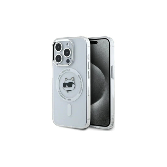 Karl Lagerfeld KLHMP15LHLSCHH iPhone 15 Pro 6.1 készülékhez kemény tok IML Metal Choupette Head MagSafe fehér -  iPhone 15 Pro tok a Domshop kínálatából