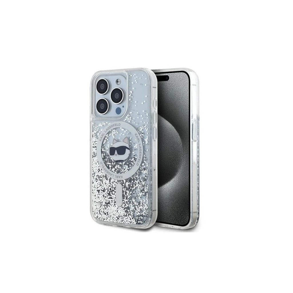 Karl Lagerfeld KLHMP15LLGCHSGH iPhone15 Pro 6.1 készülékhez kemény tok Liquid Glitter Choupette Head átlátszó -  iPhone 15 Pro tok a Domshop kínálatából