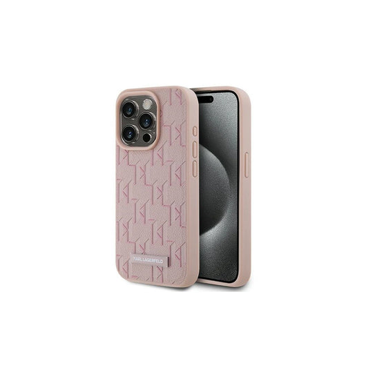 Karl Lagerfeld KLHMP15LPKHPORPP iPhone 15 Pro készülékhez 6.1 tok Leather Monogram Metal Logo rózsaszín -  iPhone 15 Pro tok a Domshop kínálatából