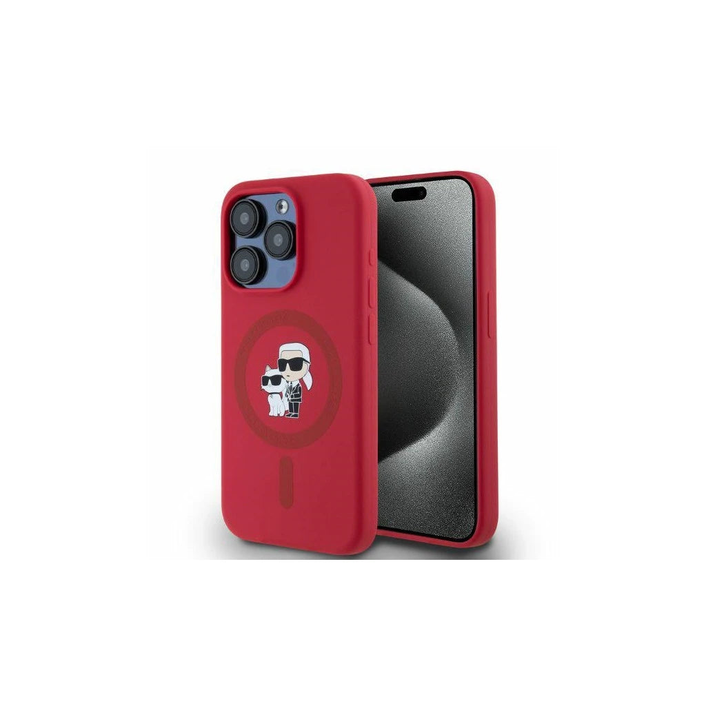 Karl Lagerfeld KLHMP15LSCMKCRHR iPhone 15 Pro 6.1 készülékhez szilikon tok Karl&Choupette Heads Ring piros -  iPhone 15 Pro tok a Domshop kínálatából