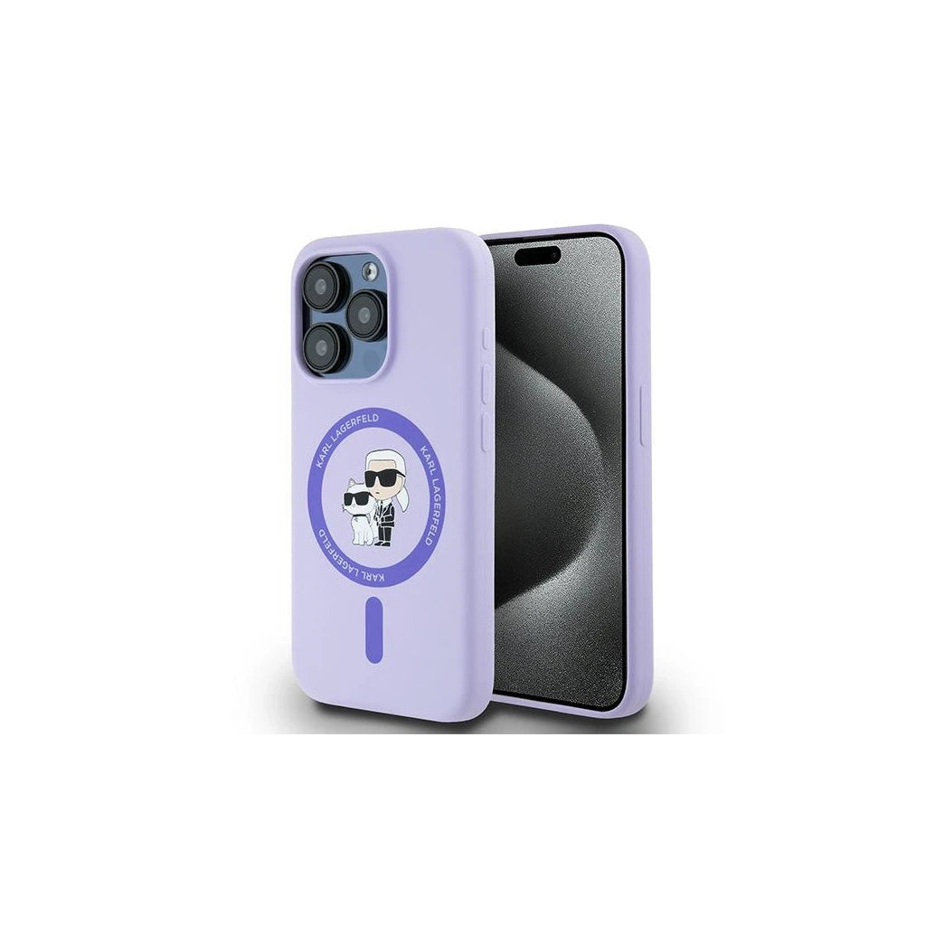 Karl Lagerfeld KLHMP15LSCMKCRHU iPhone 15 Pro 6.1 készülékhez szilikon kemény tok Karl&Choupette Heads lila -  iPhone 15 Pro tok a Domshop kínálatából