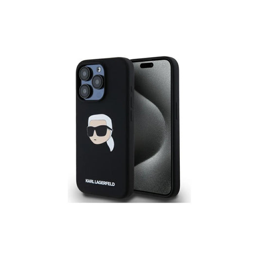 Karl Lagerfeld KLHMP15LSKHPPLK iPhone 15 Pro 6.1 készülékhez szilikon kemény tok Karl Head Print Magsafe fekete -  iPhone 15 Pro tok a Domshop kínálatából