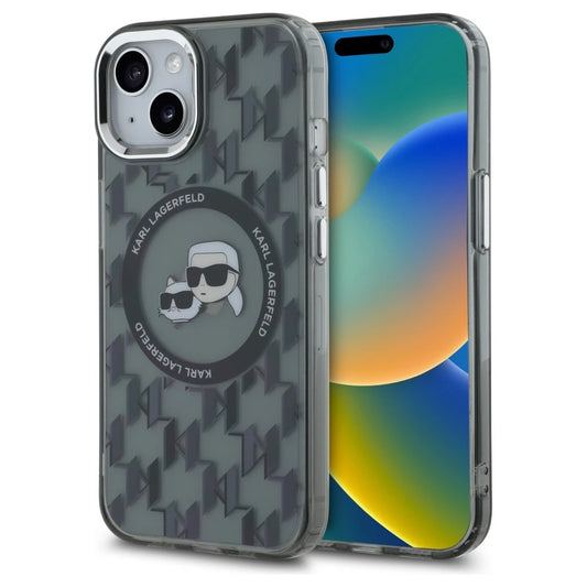 Karl Lagerfeld KLHMP15MHMCKMHK iPhone 15 Plus 6.7" készülékhez tok IML Monogram Karl&Choupette Head MagS fekete -  iPhone 14 Plus/15Plus tok a Domshop kínálatából