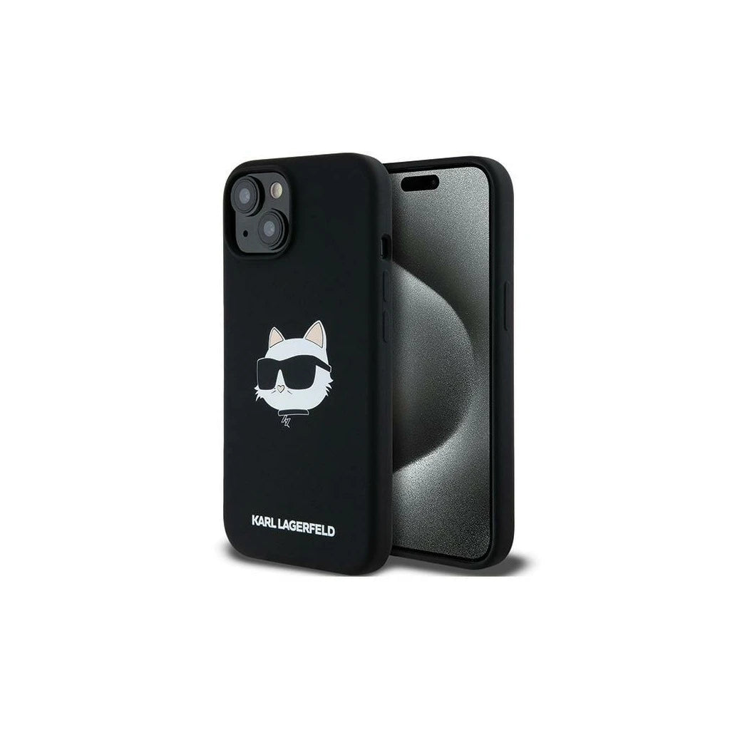 Karl Lagerfeld KLHMP15MSCHPPLK iPhone 15 Plus / 14 Plus készülékhez 6,7 hüvelykes kemény tok Silicone Choupette fekete -  iPhone 14 Plus/15Plus tok a Domshop kínálatából