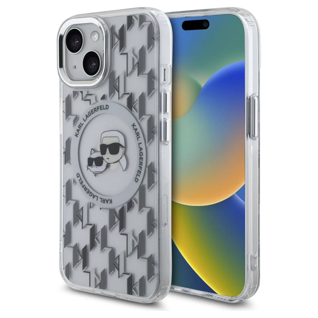 Karl Lagerfeld KLHMP15SHMCKMHT iPhone 15 6.1" készülékhez tok IML Monogram Karl&Choupette H átlátszó -  iPhone 15 tok a Domshop kínálatából