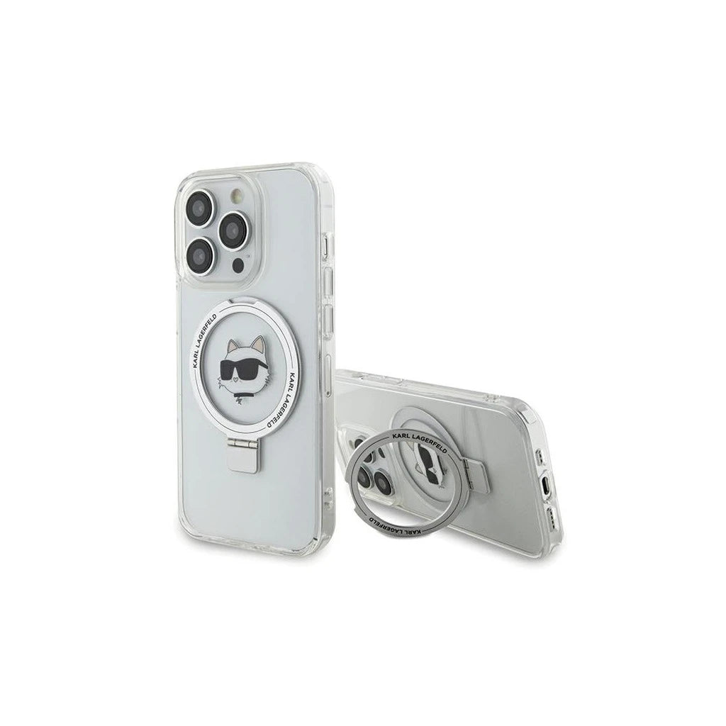 Karl Lagerfeld KLHMP15XHMRSCHH iPhone 15 Pro Max 6.7" készülékhez kemény tok Ring Stand Choupette Head fehér -  iPhone 15 Pro Max tok a Domshop kínálatából