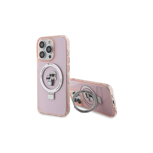 Karl Lagerfeld KLHMP15XHMRSKCP iPhone 15 Pro Max készülékhez keménytok gyűrűs állvánnyal Karl&Choupettte rózsaszín -  iPhone 15 Pro Max tok a Domshop kínálatából