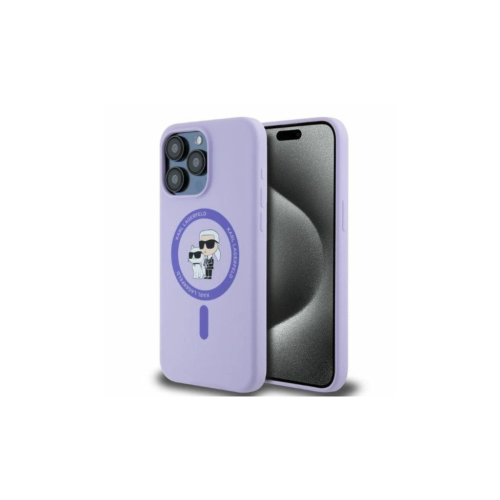 Karl Lagerfeld KLHMP15XSCMKCRHU iPhone 15 Pro Max készülékhez 6.7" lila szilikon tok Karl&Choupe Heads -  iPhone 15 Pro Max tok a Domshop kínálatából