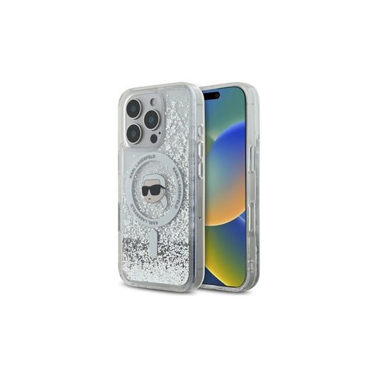 Karl Lagerfeld KLHMP16LLGKISGH iPhone16 Pro 6.3" készülékhez kemény tok Liquid Glitter Karl Head Magsa átlátszó -  iPhone 16 Pro Max tok a Domshop kínálatából