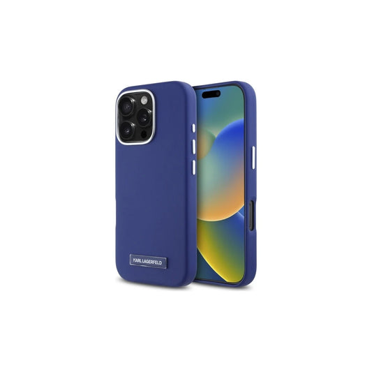 Karl Lagerfeld KLHMP16LPGMSRPB iPhone 16 Pro készülékhez 6.3 hüvelykes keménytok FW Metal Plate MagSafe kék -  iPhone 16 Pro tok a Domshop kínálatából