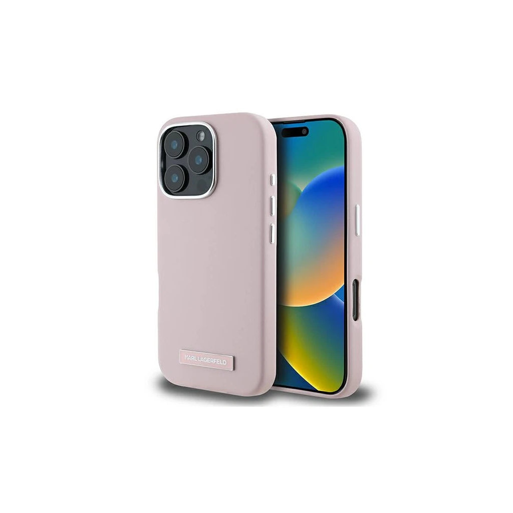 Karl Lagerfeld KLHMP16LPGMSRPP iPhone 16 Pro 6.3" készülékhez kemény tok FW Metal Plate MagSafe rózsaszín -  iPhone 16 Pro tok a Domshop kínálatából
