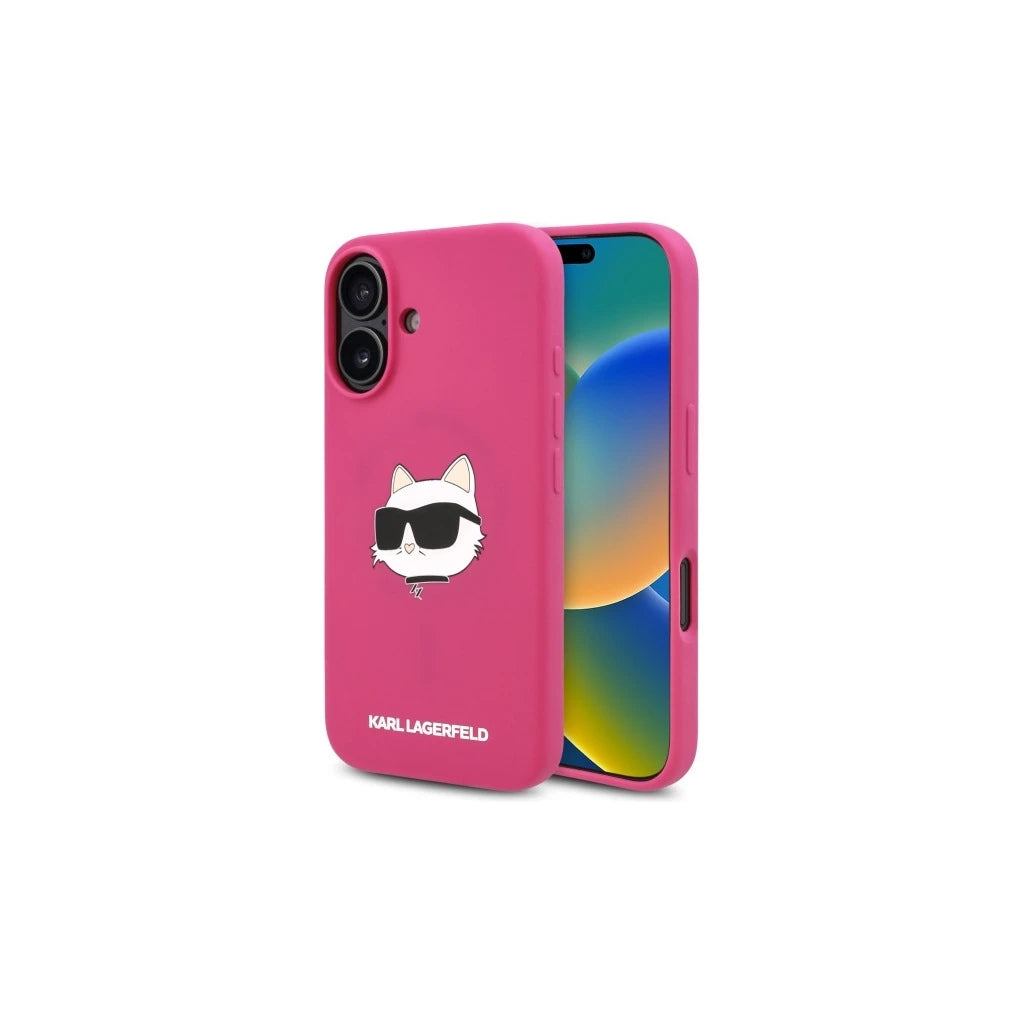 Karl Lagerfeld KLHMP16SSCHPPLF iPhone 16 6.1 készülékhez tok Silicone Choupette Head Print M fucsia -  iPhone 16 tok a Domshop kínálatából