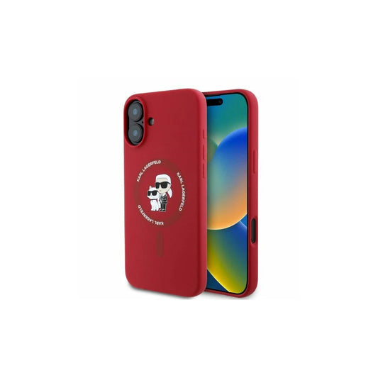 Karl Lagerfeld KLHMP16SSCMKCRHR iPhone 16 6.1 készülékhez kemény tok szilikon Karl&Choupette Heads Ri piros -  iPhone 16 tok a Domshop kínálatából
