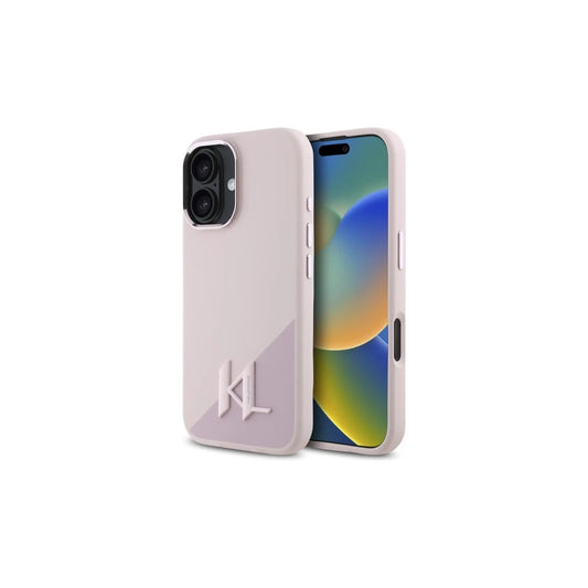 Karl Lagerfeld KLHMP16SSCMKMPCP iPhone 16 6.1" készülékhez Silicone Shadow Metal Initial kemény tok rózsaszín -  iPhone 16 Pro Max tok a Domshop kínálatából