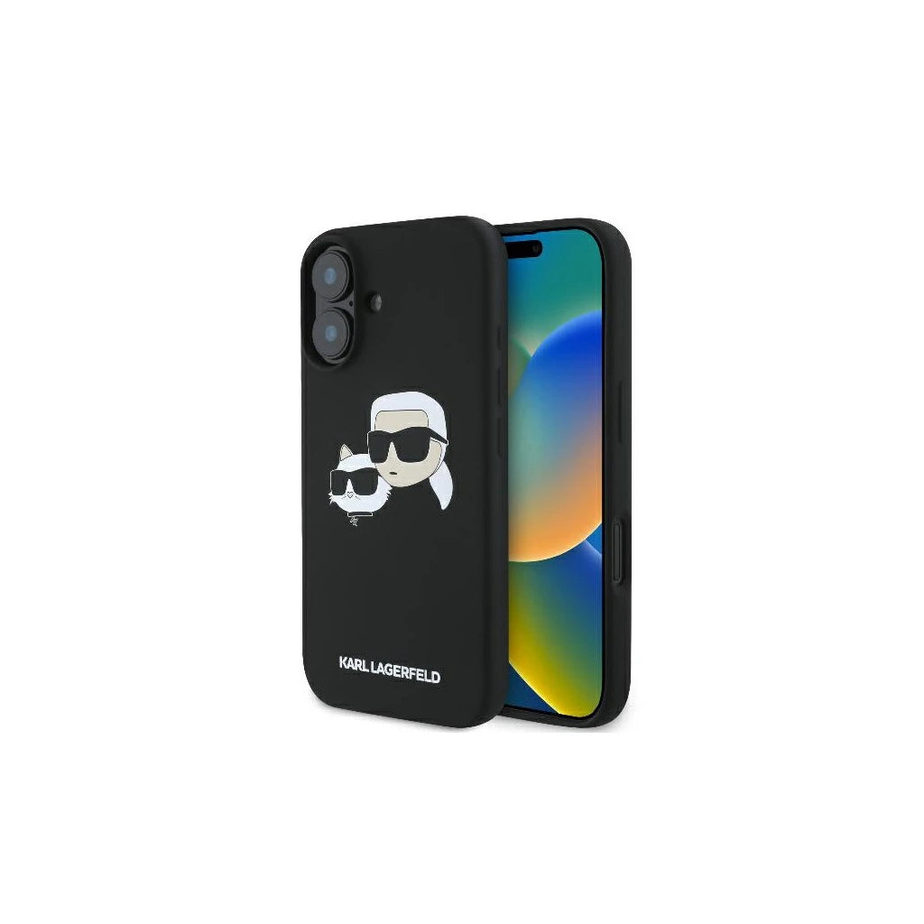 Karl Lagerfeld KLHMP16SSKCHPPLK iPhone 16 6.1" készülékhez kemény tok Silicone Double Heads Print MagS fekete -  iPhone 16 tok a Domshop kínálatából