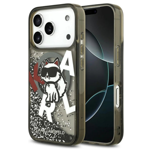 Karl Lagerfeld Liquid Glitter Choupette Logo MagSafe tok iPhone 17 Pro készülékhez fekete -  iPhone 17 Pro tok a Domshop kínálatából