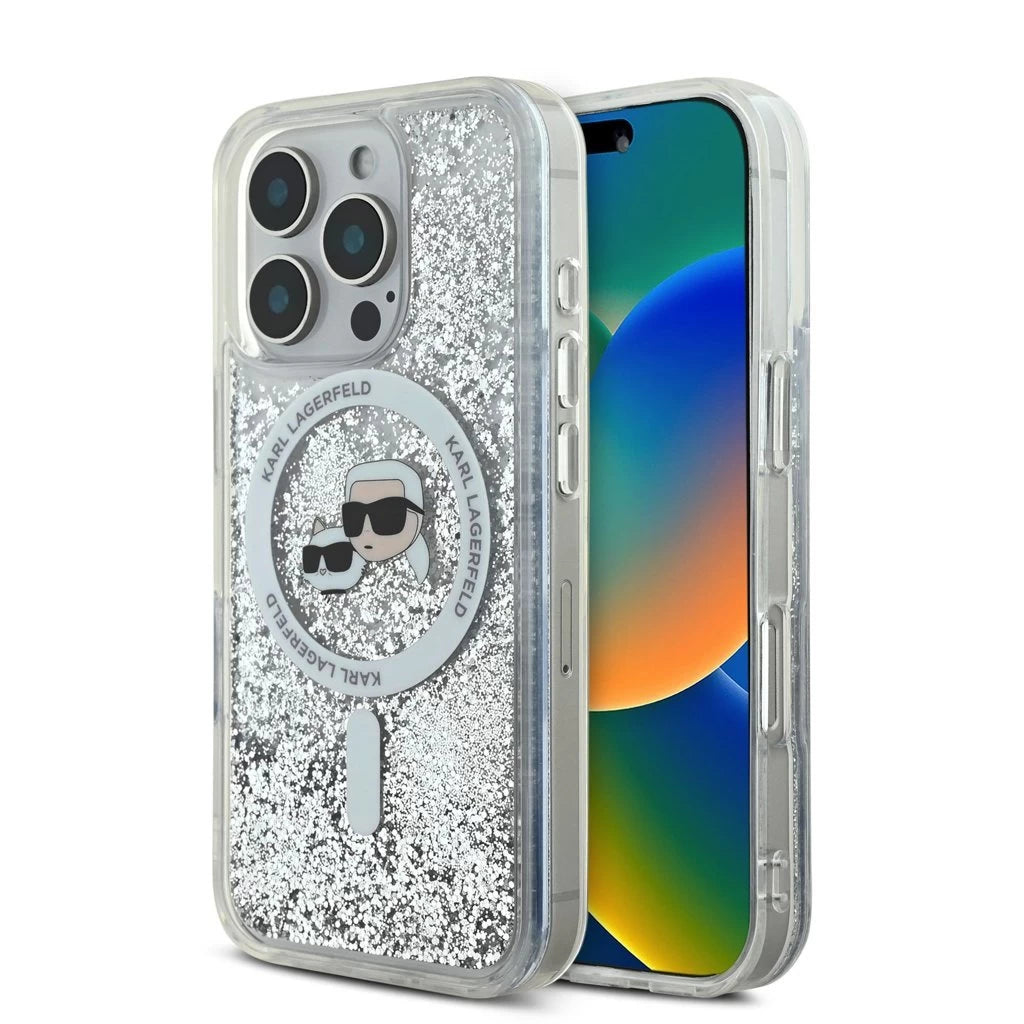 Karl Lagerfeld Liquid Glitter Karl and Choupette Heads MagSafe tok iPhone 16 Pro Max készülékhez átlátszó -  iPhone 16 Pro Max tok a Domshop kínálatából