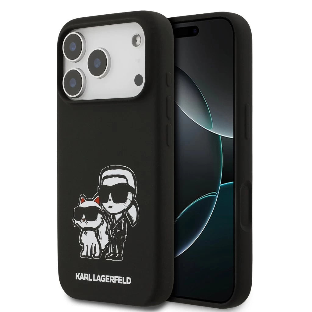 Karl Lagerfeld Liquid Silicone K&CH Sketch MagSafe hátsó tok iPhone 17 Pro készülékhez fekete -  iPhone 17 Pro tok a Domshop kínálatából