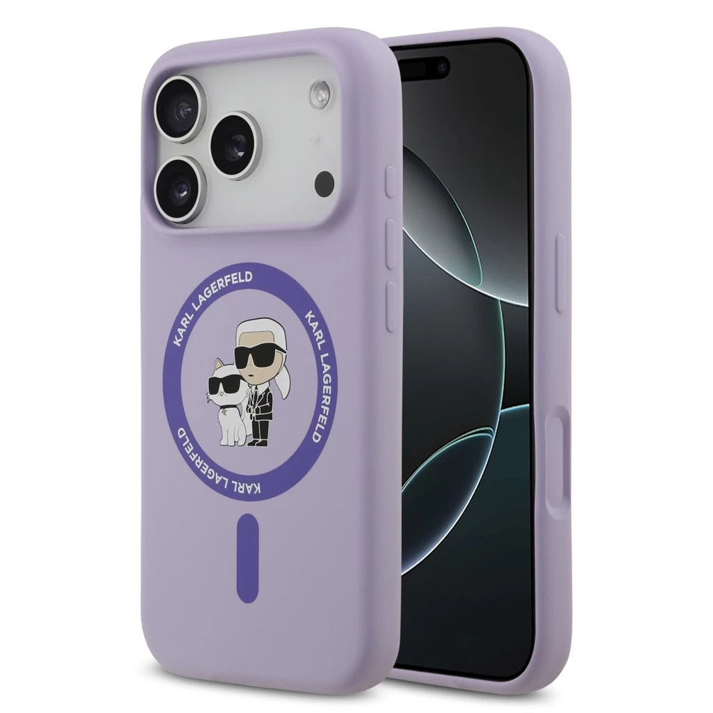 Karl Lagerfeld Liquid Silicone Karl and Choupette MagSafe Hátsó Tok iPhone 17 Pro készülékhez lila -  iPhone 17 Pro tok a Domshop kínálatából