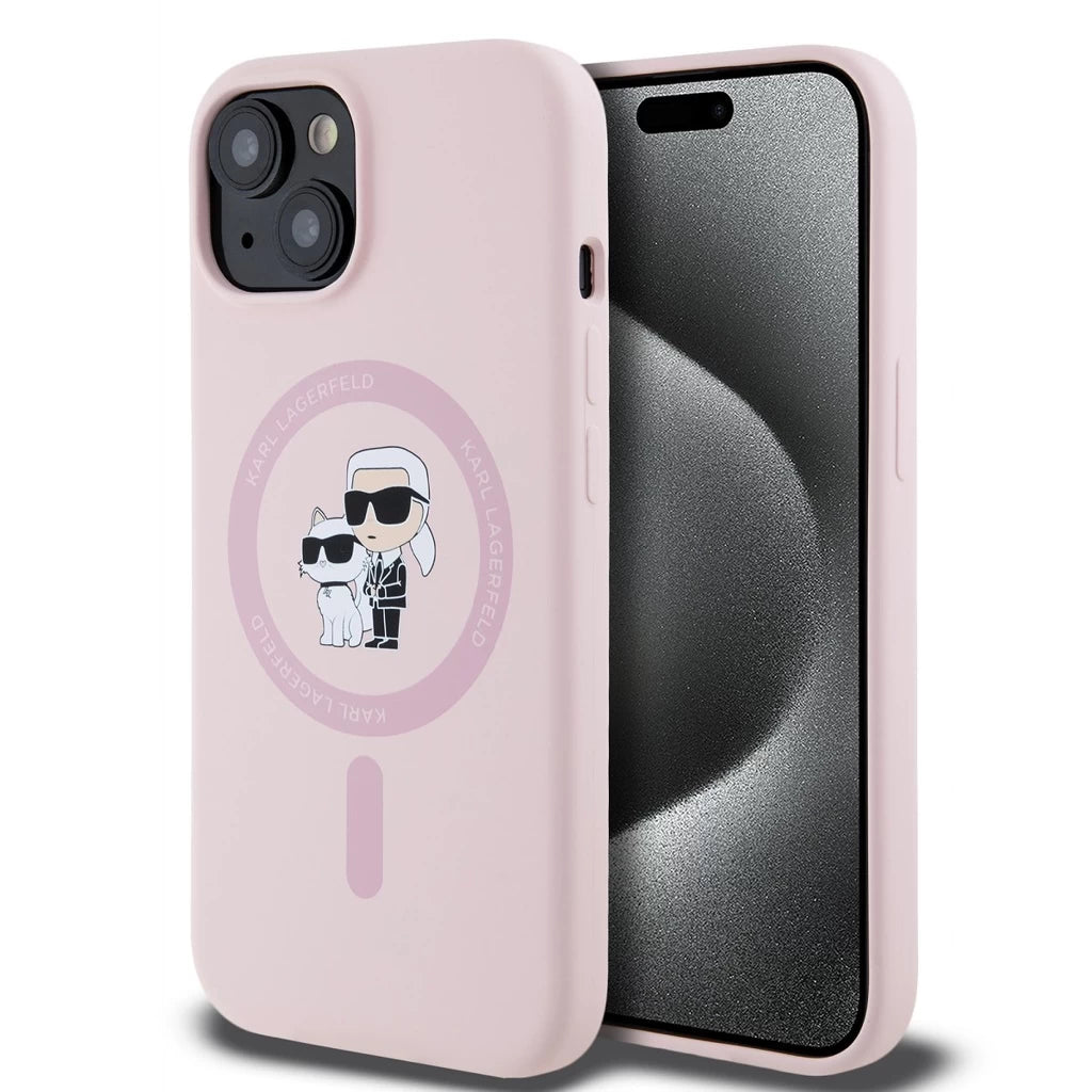 Karl Lagerfeld Liquid Silicone Karl and Choupette MagSafe tok iPhone 15 készülékhez rózsaszín -  iPhone 15 tok a Domshop kínálatából
