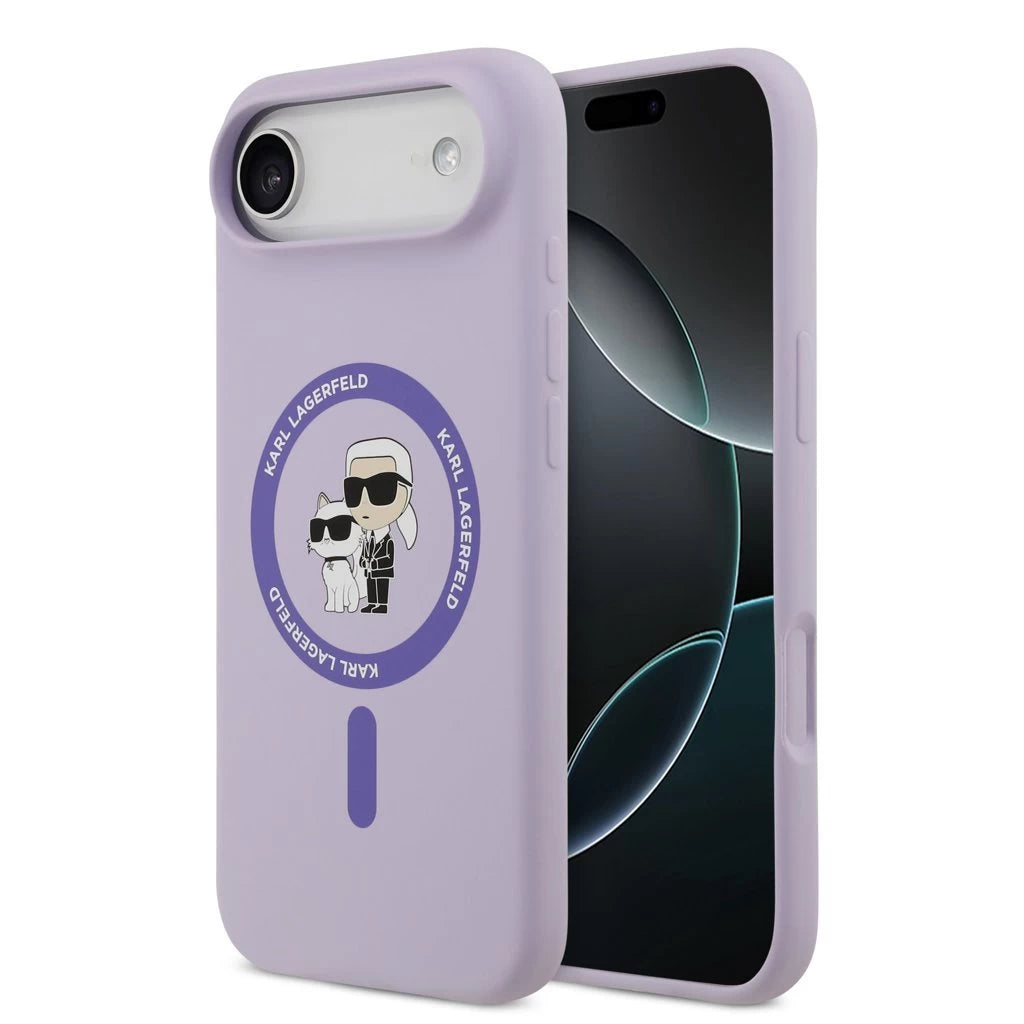 Karl Lagerfeld Liquid Silicone Karl and Choupette MagSafe tok iPhone 17 Air készülékhez lila -  iPhone 17 Air tok a Domshop kínálatából