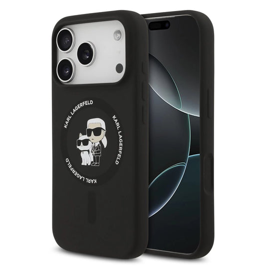 Karl Lagerfeld Liquid Silicone Karl and Choupette MagSafe tok iPhone 17 Pro Max készülékhez fekete -  iPhone 17 Pro Max tok a Domshop kínálatából