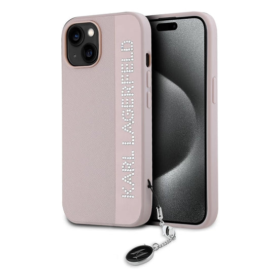 Karl Lagerfeld PU Saffiano Rhinestone Charm tok iPhone 15 készülékhez rózsaszín -  iPhone 15 tok a Domshop kínálatából