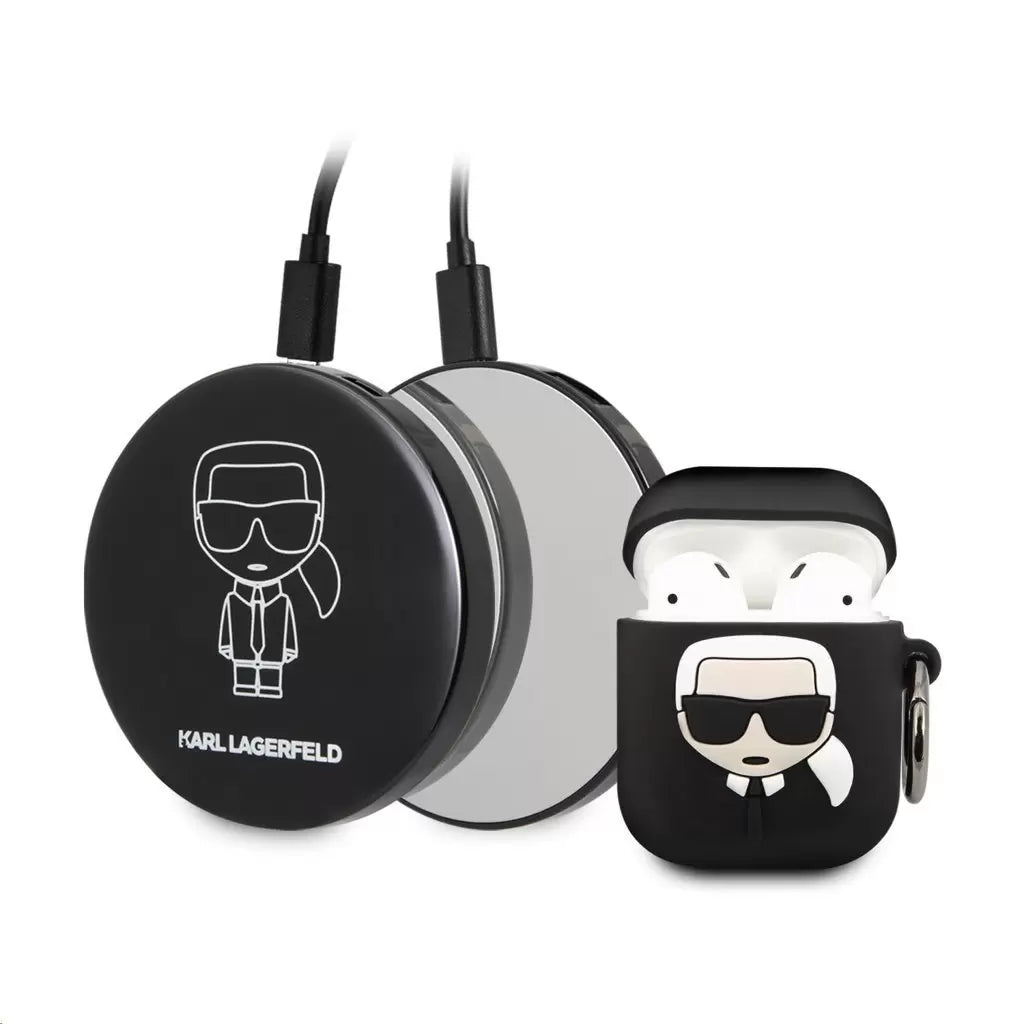Karl Lagerfeld Powerbank + Apple Airpods tok fekete KLBPPBOA2K -  AirPods 1/2 tok a Domshop kínálatából