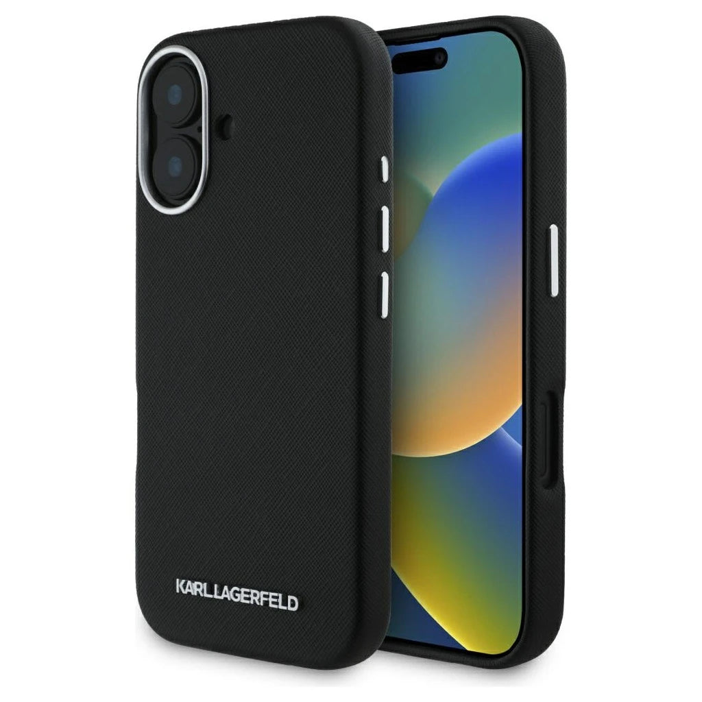 Karl Lagerfeld Saffiano Full Wrapped Elongated Metal Logo MagSafe tok iPhone 16 készülékhez fekete -  iPhone 16 tok a Domshop kínálatából