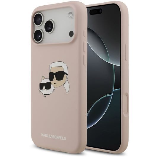 Karl Lagerfeld Silicone Double Heads Print Apple iPhone 17 Pro MagSafe kompatibilis hátlap tok, rózsaszín -  iPhone 17 Pro tok a Domshop kínálatából