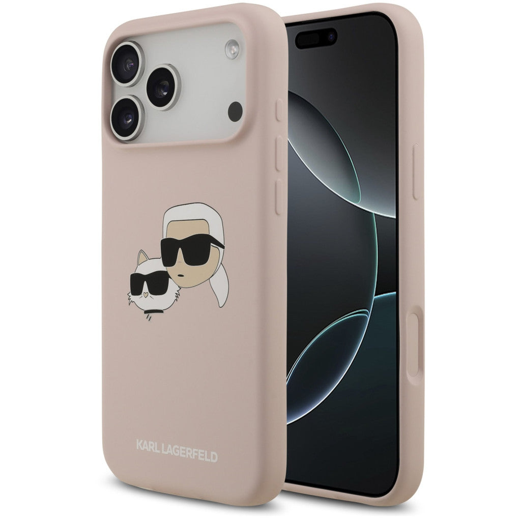 Karl Lagerfeld Silicone Double Heads Print Apple iPhone 17 Pro MagSafe kompatibilis hátlap tok, rózsaszín -  iPhone 17 Pro tok a Domshop kínálatából