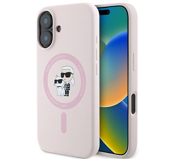 Karl Lagerfeld Silicone KC Heads Ring Apple iPhone 16 Plus hátlap tok, rózsaszín KLHMP16MSCMKCRHP -  iPhone 16 Plus tok a Domshop kínálatából