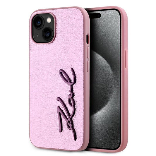 Karl Lagerfeld Wrinkled PU Signature Logo tok iPhone 15 készülékhez rózsaszín -  iPhone 15 tok a Domshop kínálatából