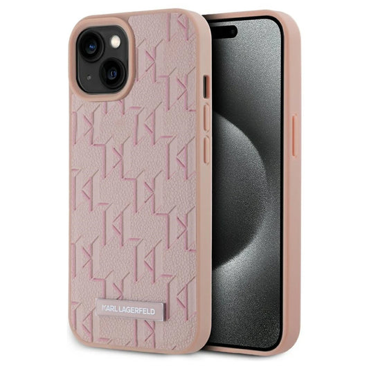 Karl Lagerfeld bőr Monogram Metal Logo MagSafe tok iPhone 15 készülékhez rózsaszín -  iPhone 15 tok a Domshop kínálatából